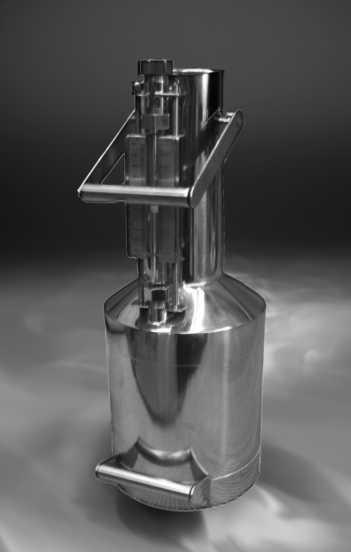 Test measure with sight glass column
